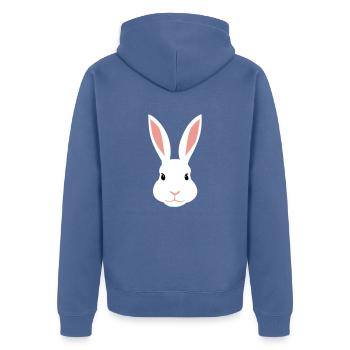 Weißes weibliches Kaninchen - Unisex Premium Bio Zip Hoodie - Taubenblau - Hinten - Nico (187cm)