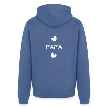 FATHER's DAY. HAPPY BIRTHDAY DAD. DAD. HAPPY BIRTHDAY - Unisex Premium Organic Zip Hoodie - stone blue - Back - Nico (187cm)