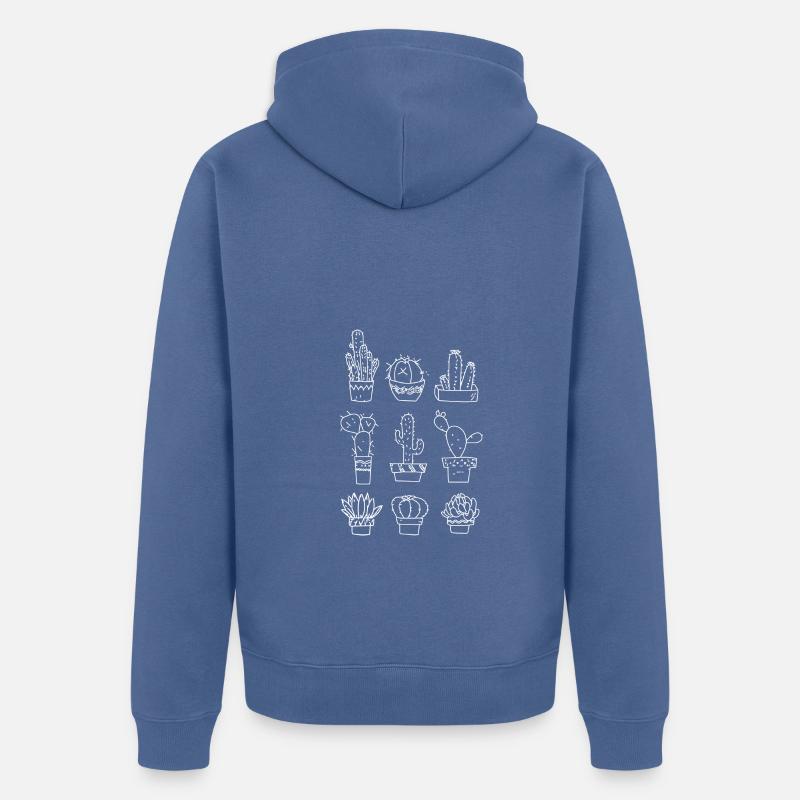 6 cactus blancs différents - Veste à capuche bio Premium Unisexe - bleu pigeon