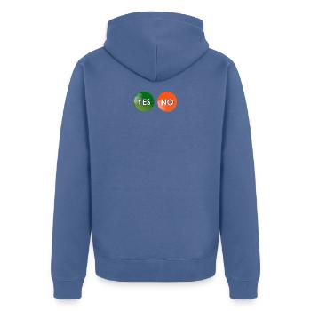 Ja oder nein? - Unisex Premium Bio Zip Hoodie - Taubenblau - Hinten - Nico (187cm)