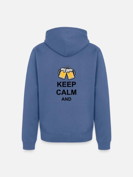 Keep Calm Beer Text - Unisex Premium Organic Zip Hoodie - stone blue