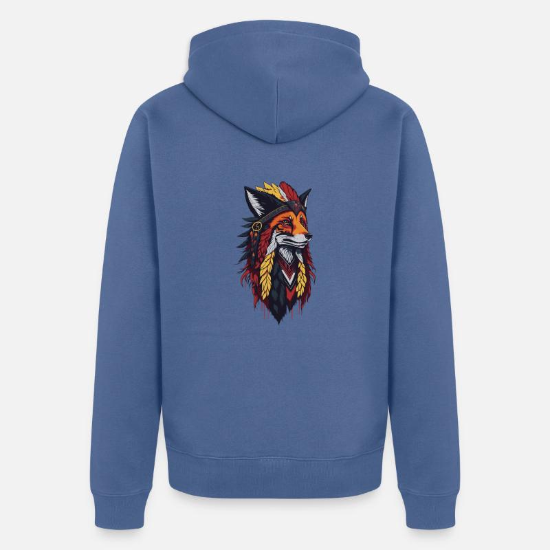 Renard Renard b - Veste à capuche bio Premium Unisexe - bleu pigeon