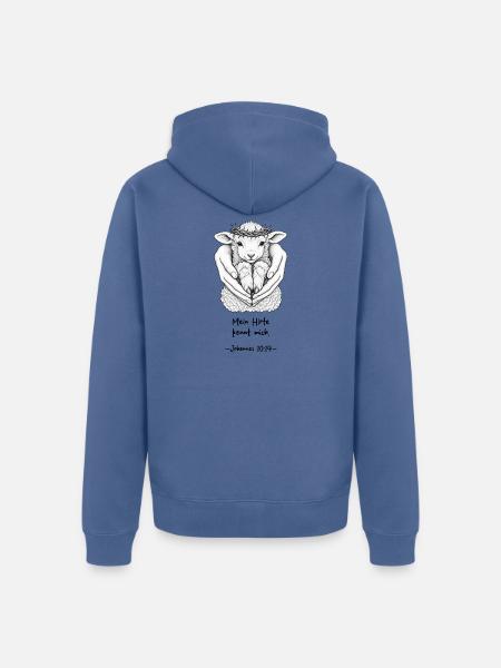 Jesus – Der gute Hirte - Unisex Premium Bio Zip Hoodie - Taubenblau
