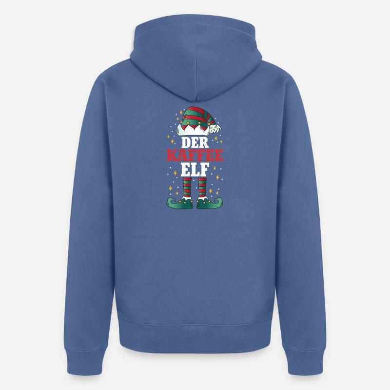 Noël L’Elfe du Café - Veste à capuche bio Premium Unisexe - bleu pigeon
