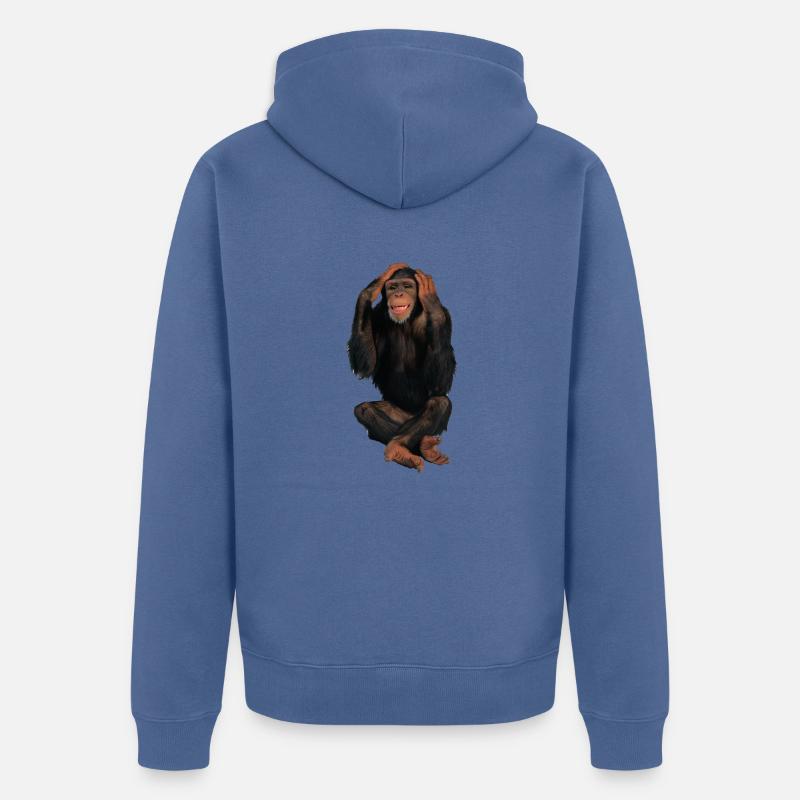 singe - Veste à capuche bio Premium Unisexe - bleu pigeon