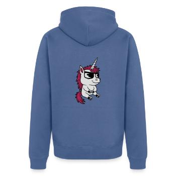 Cool Sunglasses Unicorn Comic - Unisex Premium Organic Zip Hoodie - stone blue - Back - Nico (187cm)