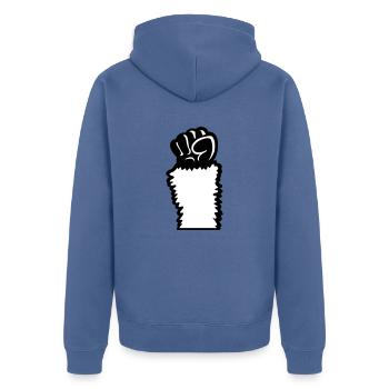 Lama Faust hochstrecken Haarig Affe Rebellion Hand - Unisex Premium Bio Zip Hoodie - Taubenblau - Hinten - Nico (187cm)