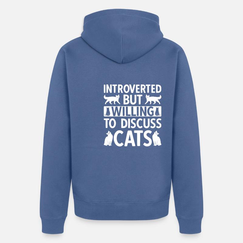 Chats Introvertis Timide Antisocial - Veste à capuche bio Premium Unisexe - bleu pigeon