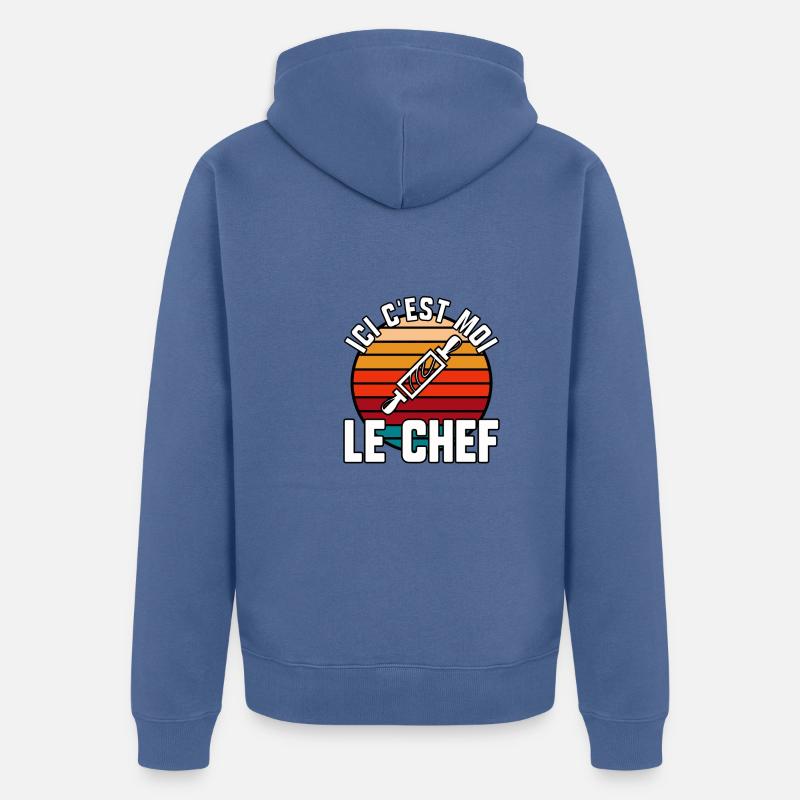 Ici c’est moi le chef - Veste à capuche bio Premium Unisexe - bleu pigeon