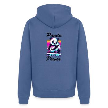 Panda / Animal / Zoo / Bamboo / Wild / Childlike - Unisex Premium Organic Zip Hoodie - stone blue - Back - Nico (187cm)