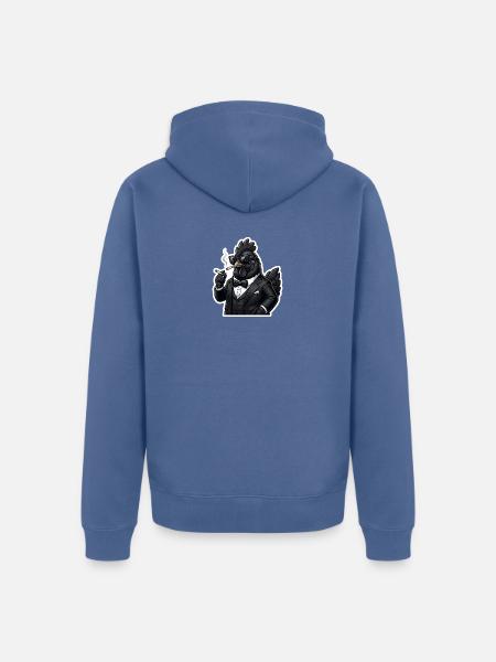 Zigarrenhähnchen im Smoking - Unisex Premium Bio Zip Hoodie - Taubenblau