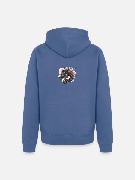 Blühender Mechanischer Drache - Unisex Premium Bio Zip Hoodie - Taubenblau