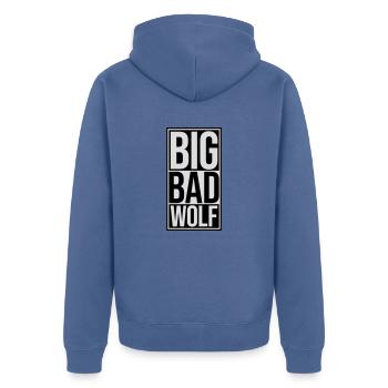 big bad wolf quote - Unisex Premium Organic Zip Hoodie - stone blue - Back - Nico (187cm)