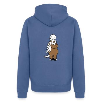 Canard Promenades Head Sitting Horse Cavalier 2 Amis - Veste à capuche bio Premium Unisexe - bleu pigeon - Dos - Nico (187cm)