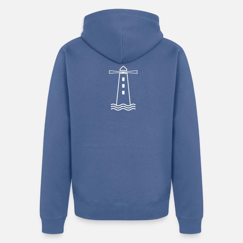 Le phare - blanc - Veste à capuche bio Premium Unisexe - bleu pigeon