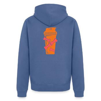 Knochen Protein Shaker Grafik - Unisex Premium Bio Zip Hoodie - Taubenblau - Hinten - Nico (187cm)