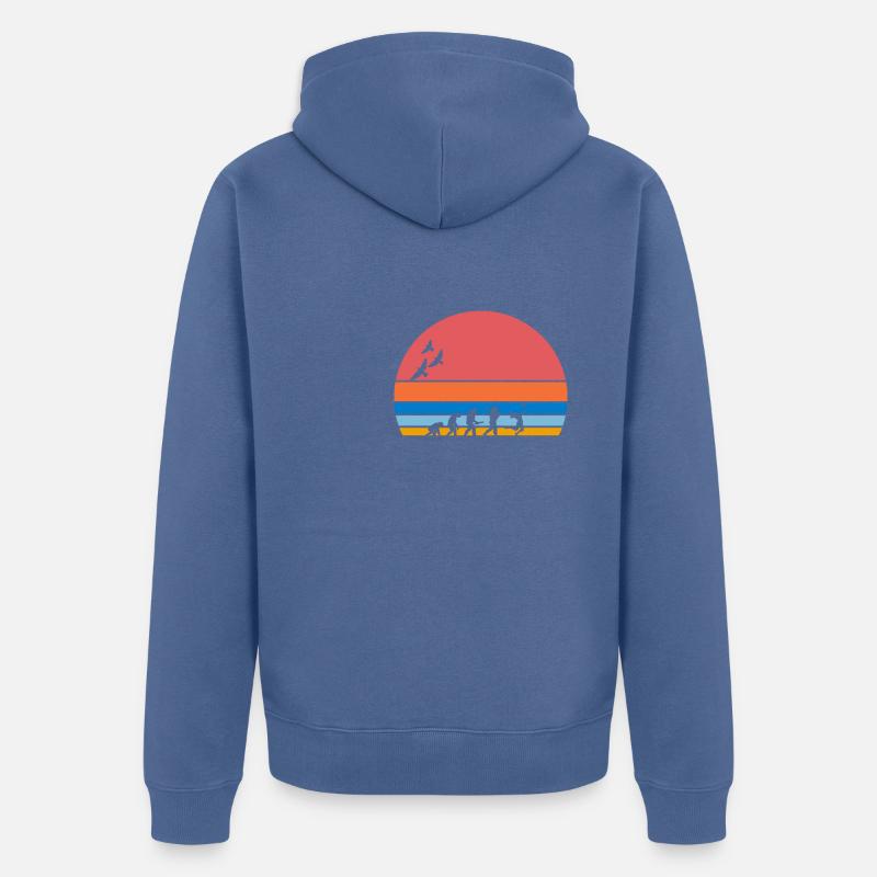 retro vintage sunset évolution VOLLEYBALL - Veste à capuche bio Premium Unisexe - bleu pigeon
