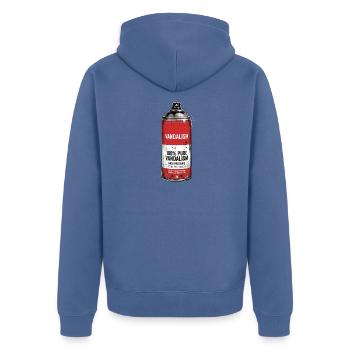 Lackspray Dose Kunst Graffiti - Unisex Premium Bio Zip Hoodie - Taubenblau - Hinten - Nico (187cm)