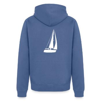 Segelschiff - Unisex Premium Bio Zip Hoodie - Taubenblau - Hinten - Nico (187cm)