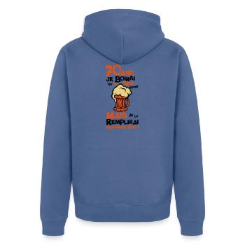 70 ans alcool anniversaire verre boirai - Veste à capuche bio Premium Unisexe - bleu pigeon - Dos - Nico (187cm)