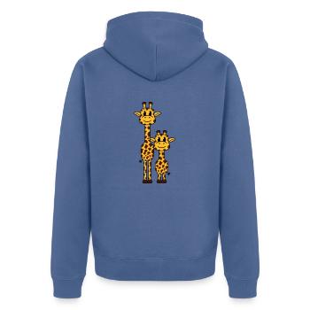 2 Giraffes Mom Daddy Family Young Child Animals - Unisex Premium Organic Zip Hoodie - stone blue - Back - Nico (187cm)