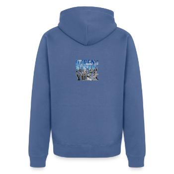 New York City NY NYC Souvenir Geschenk - Unisex Premium Bio Zip Hoodie - Taubenblau - Hinten - Nico (187cm)