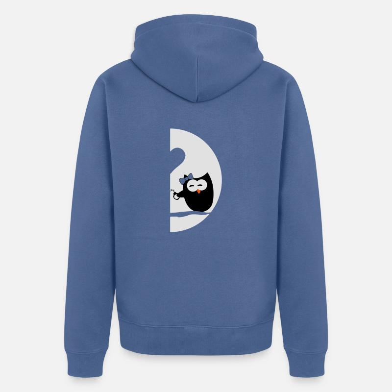 Hiboux gauche - Saint Valentin - Veste à capuche bio Premium Unisexe - bleu pigeon