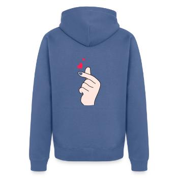 Cœurs de doigts 2 - Veste à capuche bio Premium Unisexe - bleu pigeon - Dos - Nico (187cm)