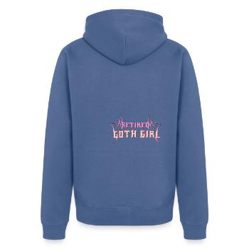 Retired Goth Girl! Gothic Emo Girl - Unisex Premium Organic Zip Hoodie - stone blue - Back - Nico (187cm)