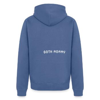 Maman gothique ! Esthétique gothique Croix Y2K - Veste à capuche bio Premium Unisexe - bleu pigeon - Dos - Nico (187cm)