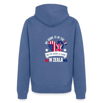 Neuseeland Kultur Kiwi Vogel Neuseeland Flagge - Unisex Premium Bio Zip Hoodie - Taubenblau - Hinten - Nico (187cm)