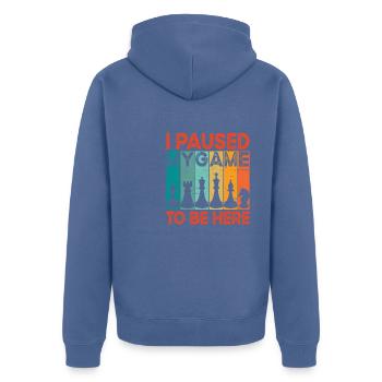 Schach Figuren Schachbrett Schachspieler Schach - Unisex Premium Bio Zip Hoodie - Taubenblau - Hinten - Nico (187cm)