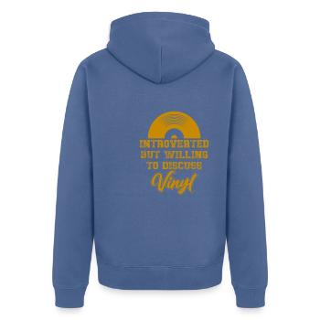 Disque de musique Collector Vinyle Rétro - Veste à capuche bio Premium Unisexe - bleu pigeon - Dos - Nico (187cm)