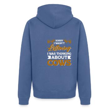 Scottish Highland cattle Highland Cattle - Unisex Premium Organic Zip Hoodie - stone blue - Back - Nico (187cm)