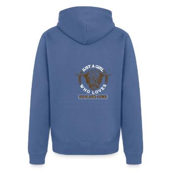 Scottish Highland cattle Highland Cattle - Unisex Premium Organic Zip Hoodie - stone blue - Back - Nico (187cm)