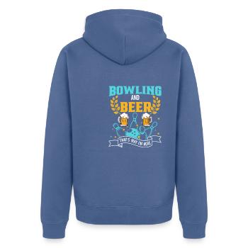 Bowling Skittles Bowler Bowling Club - Unisex Premium Organic Zip Hoodie - stone blue - Back - Nico (187cm)