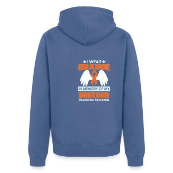 Leukämie Bewusstseinsmonat Leukämie Survivor - Unisex Premium Bio Zip Hoodie - Taubenblau - Hinten - Nico (187cm)