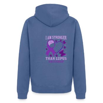 Lupus Bewusstseins Monat - Unisex Premium Bio Zip Hoodie - Taubenblau - Hinten - Nico (187cm)