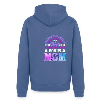 Stepmother Mother's Day Stepmom Mother - Unisex Premium Organic Zip Hoodie - stone blue - Back - Nico (187cm)