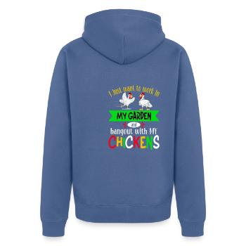 Gartenarbeit Hühner Farmer Hühner Liebhaber Garten - Unisex Premium Bio Zip Hoodie - Taubenblau - Hinten - Nico (187cm)
