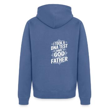 DNA test done, God is my father! Christian - Unisex Premium Organic Zip Hoodie - stone blue - Back - Nico (187cm)