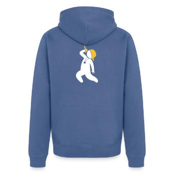 Hiphop Rapper - Unisex Premium Bio Zip Hoodie - Taubenblau - Hinten - Nico (187cm)