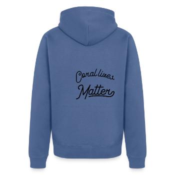 Coral lives matter - Unisex Premium Bio Zip Hoodie - Taubenblau - Hinten - Nico (187cm)