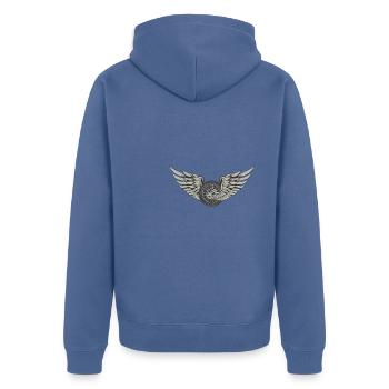 Aile de course de pneus volants - Veste à capuche bio Premium Unisexe - bleu pigeon - Dos - Nico (187cm)