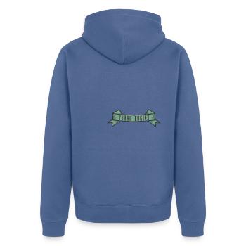 Turbo Engine Banner - Unisex Premium Bio Zip Hoodie - Taubenblau - Hinten - Nico (187cm)