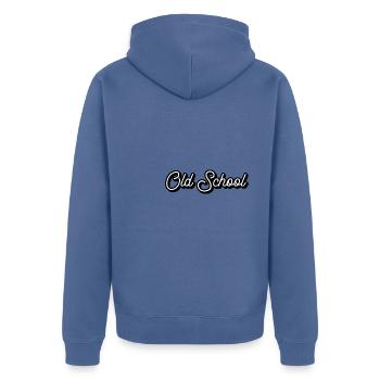 Ancienne école - Veste à capuche bio Premium Unisexe - bleu pigeon - Dos - Nico (187cm)