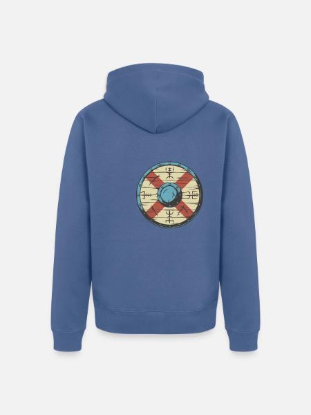 Wikinger Schild - Unisex Premium Bio Zip Hoodie - Taubenblau