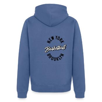 New York Brooklyn Basketball - Unisex Premium Organic Zip Hoodie - stone blue - Back - Nico (187cm)