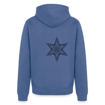 Mandala étoilé - Veste à capuche bio Premium Unisexe - bleu pigeon - Dos - Nico (187cm)