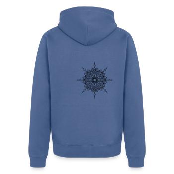 Fleur Mandala - Veste à capuche bio Premium Unisexe - bleu pigeon - Dos - Nico (187cm)
